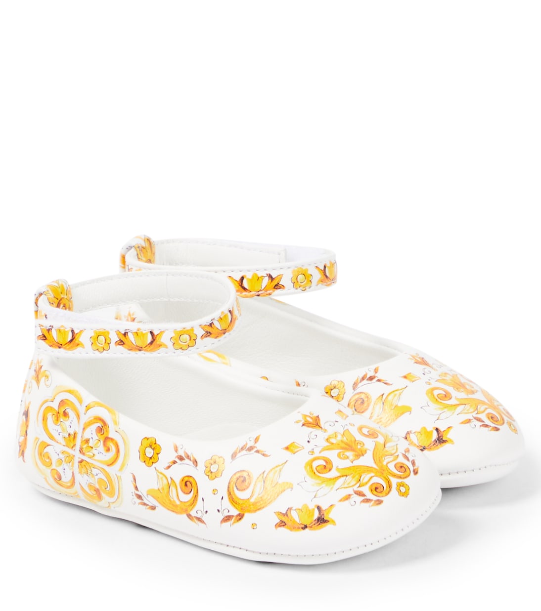 

Детские кожаные балетки с принтом Dolce&Gabbana Kids, Azulejos Giallo