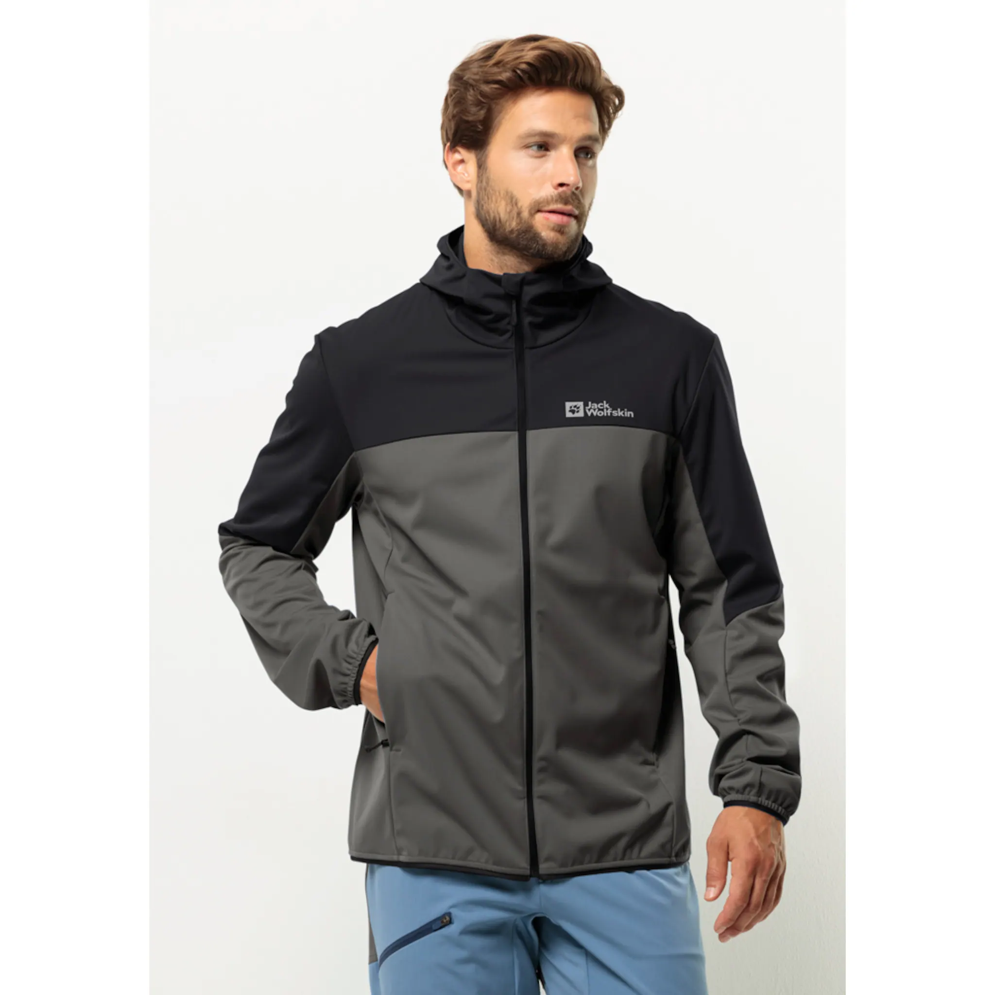 

Куртка из софтшелла Jack Wolfskin "FELDBERG HOODY M", с капюшоном, цвет Slate