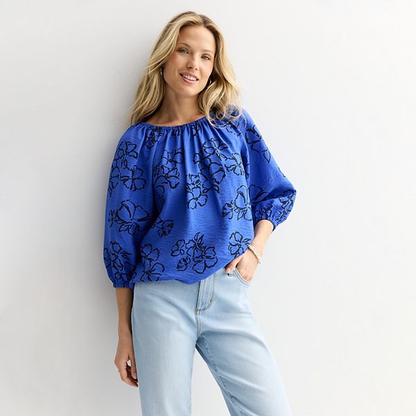 

Женский топ с защипами Sonoma Goods For Life, Blue Navy Floral