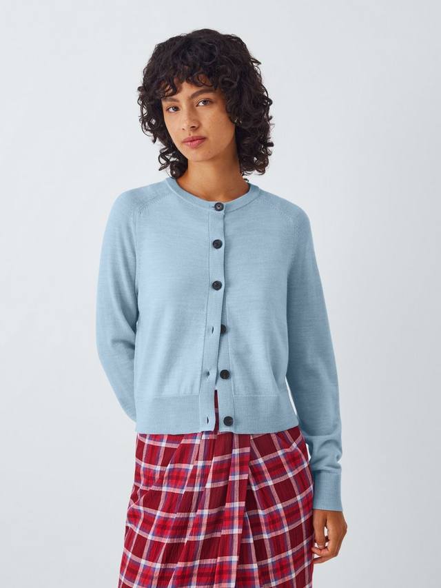 

Кардиган из мериносовой шерсти с круглым вырезом John Lewis, Light Blue