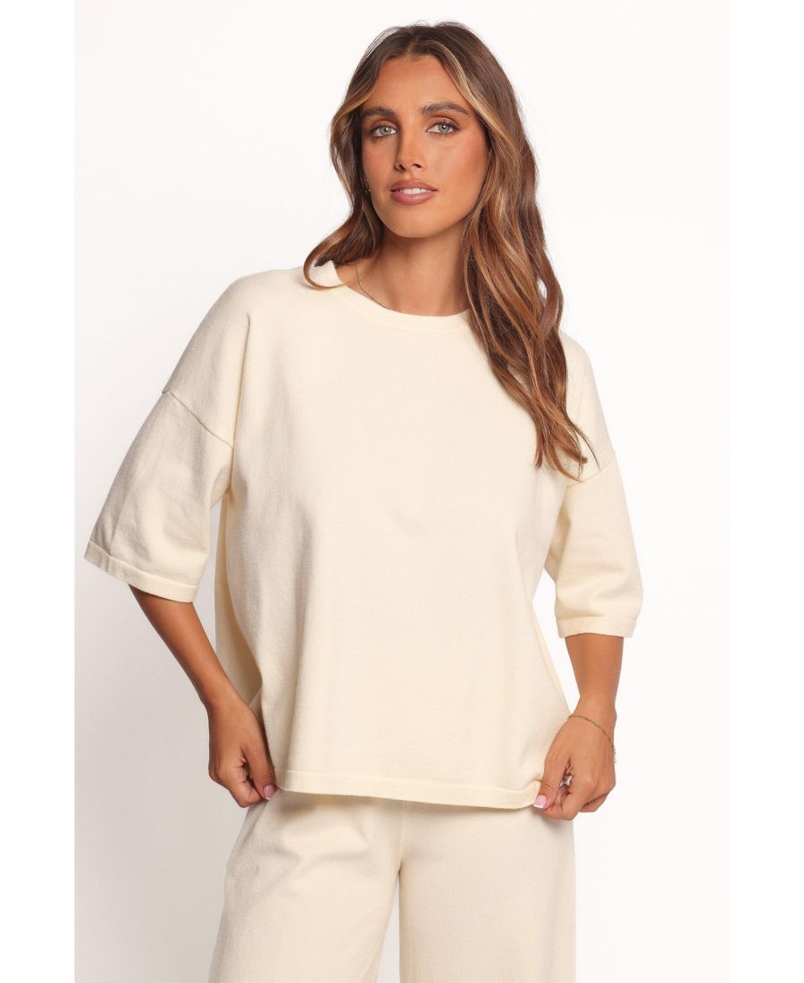 

Женская вязаная футболка пепельного цвета - белая Petal and Pup, White