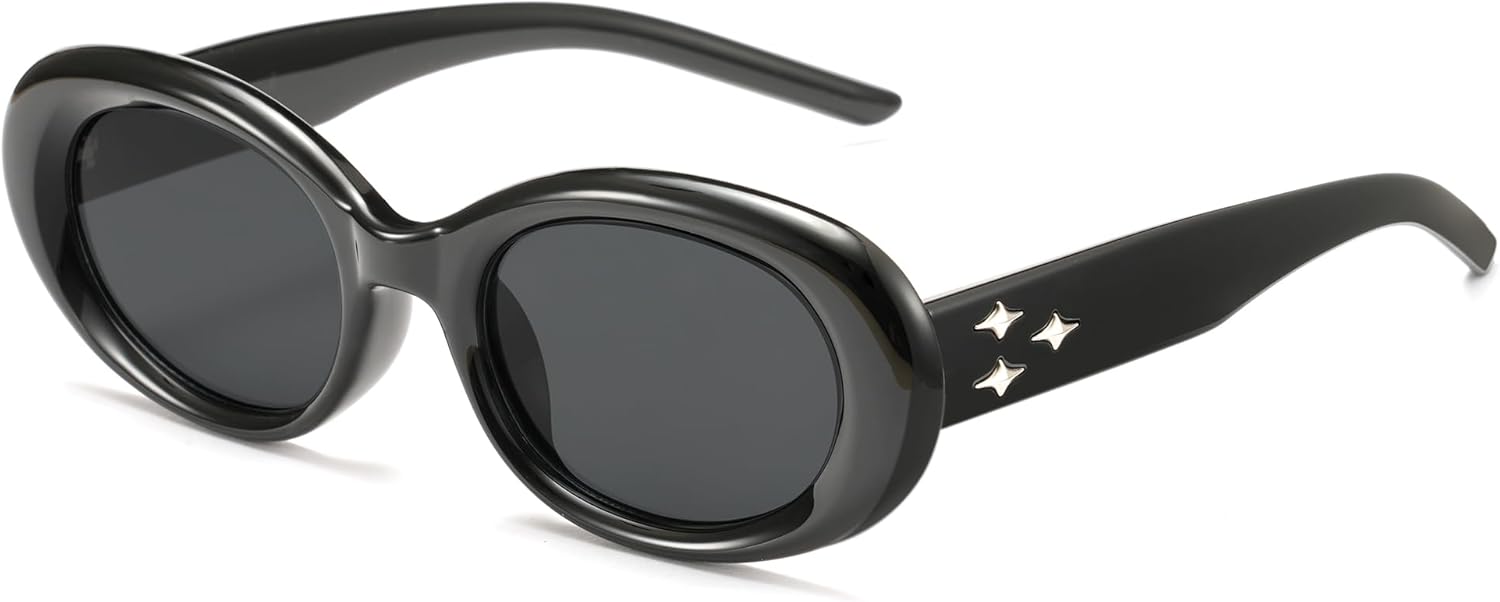 

Женские солнцезащитные очки Cyxus овальной формы с четырехконечной звездой, защитой от УФ-излучения, линзами AC, модной ультралегкой оправой из поликарбоната, 1149 - Black Frame - Grey Lens