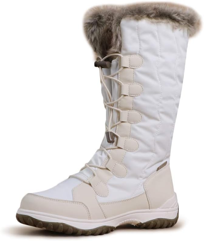 

Длинные сапоги с плюшем, противоскользящие, для улицы и снега, лыжные ботинки, модные теплые женские сапоги MNSSRN-MM, белый