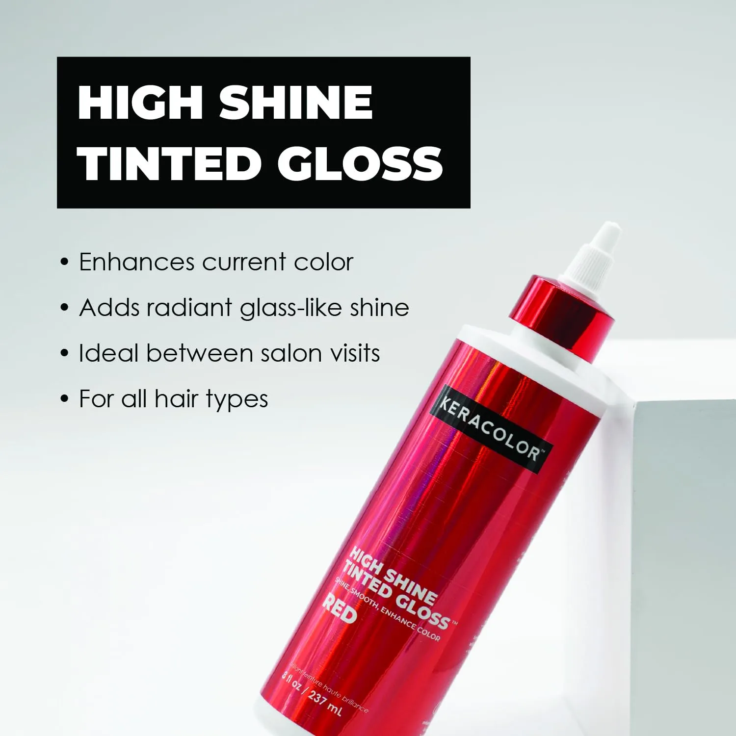Keracolor High Shine Tinted Hair Gloss, In-Shower Hair Glaze, Sheer Color-Enhancing Glossing Treatment, Red, 8 Fl Oz, Red — фото 2