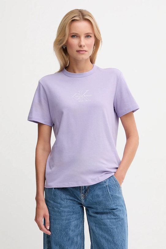 

Хлопковая футболка Calvin Klein Jeans, фиолетовый