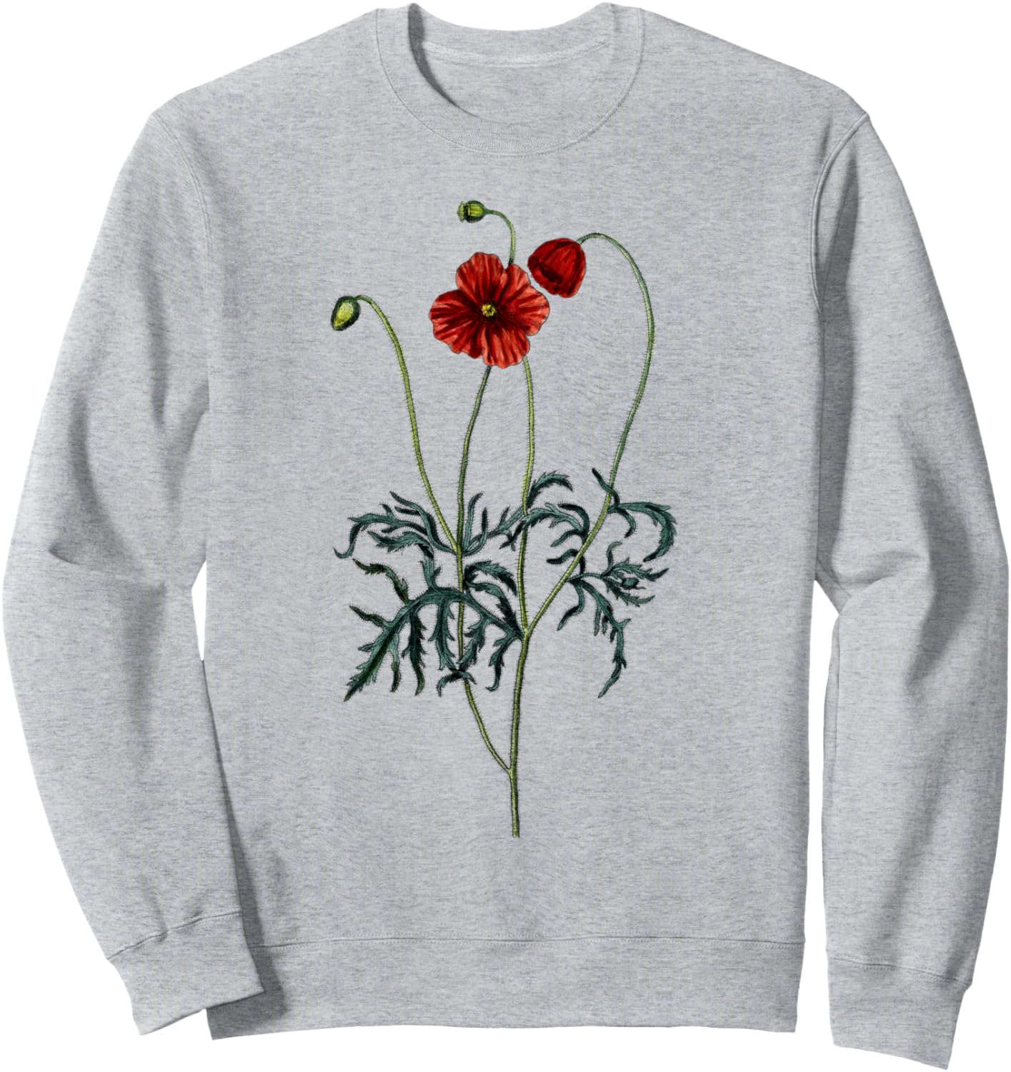 

Красный мак, ботанический мак, полевой цветок, красный мак, толстовка Red Poppy Flower