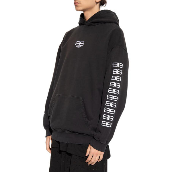 Толстовка bb paris icon medium fit hoodie 'black white' Balenciaga, черный — фото 4
