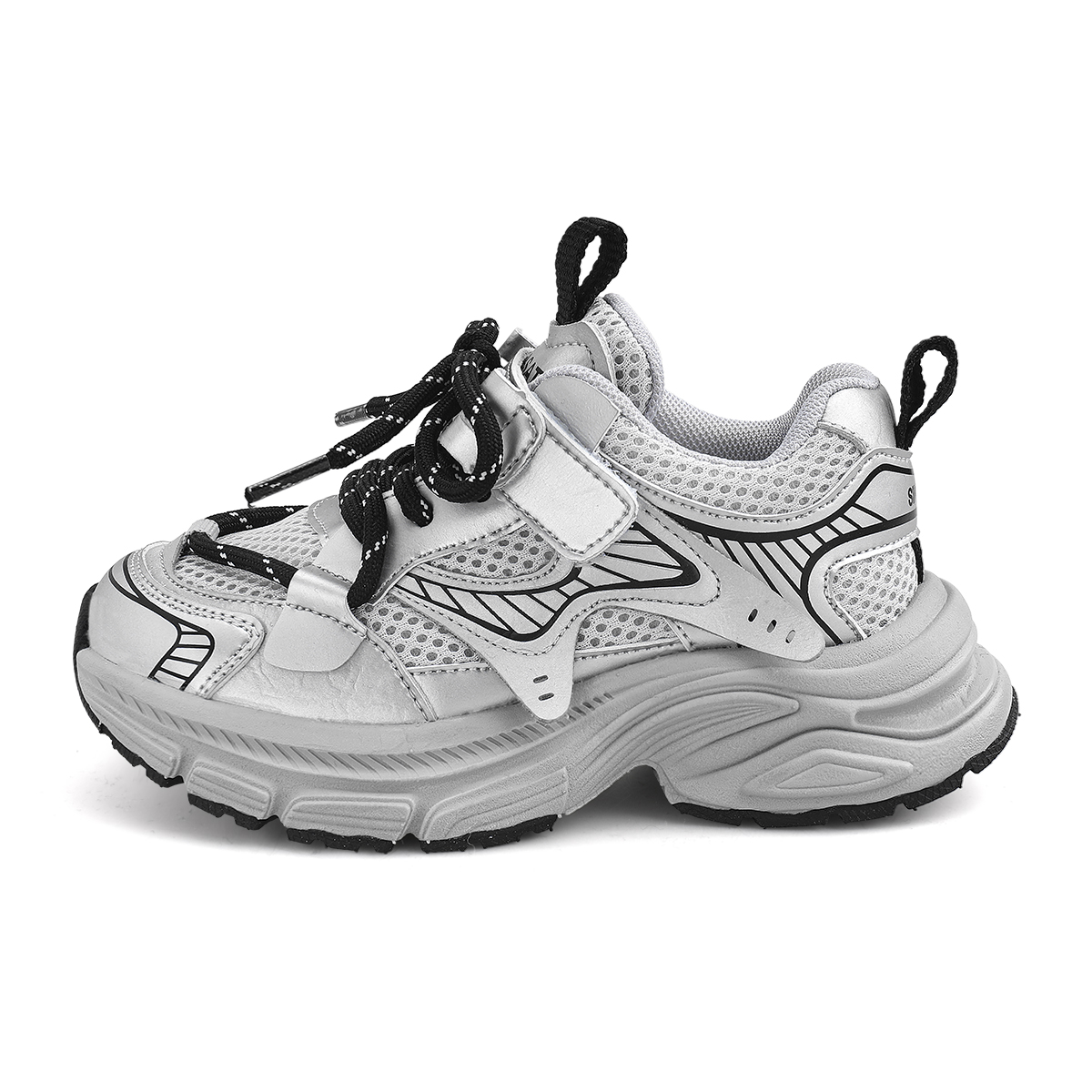 

Противоскользящие и износостойкие, легкие, амортизирующие, низкие повседневные кроссовки для детей ST&SAT KIDS, серебряный