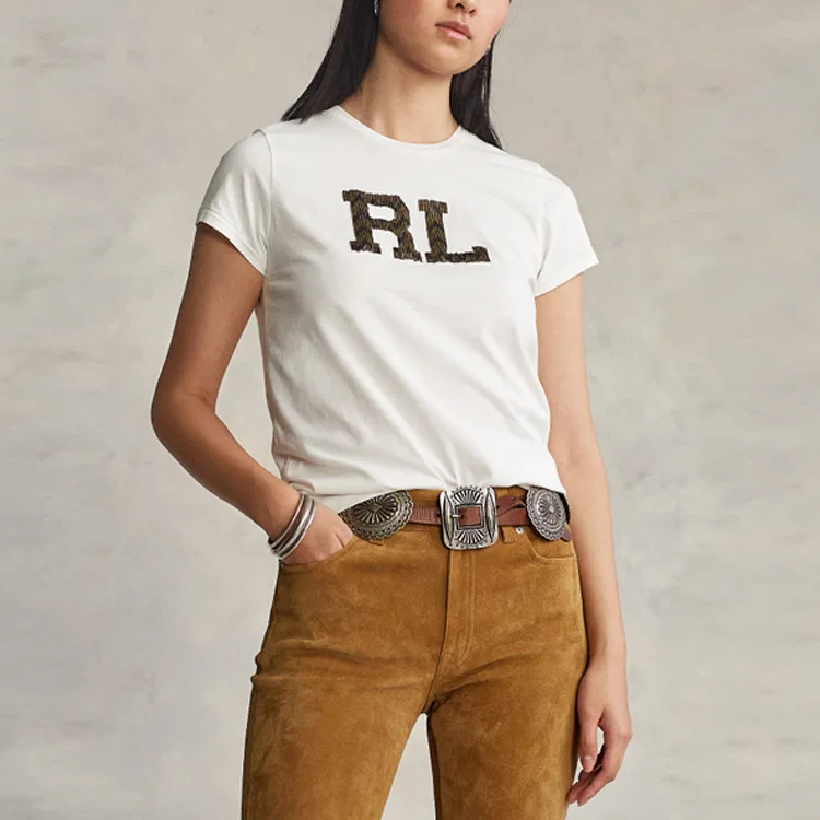 Футболка женская White с круглым вырезом, прямой крой Polo Ralph Lauren — фото 4