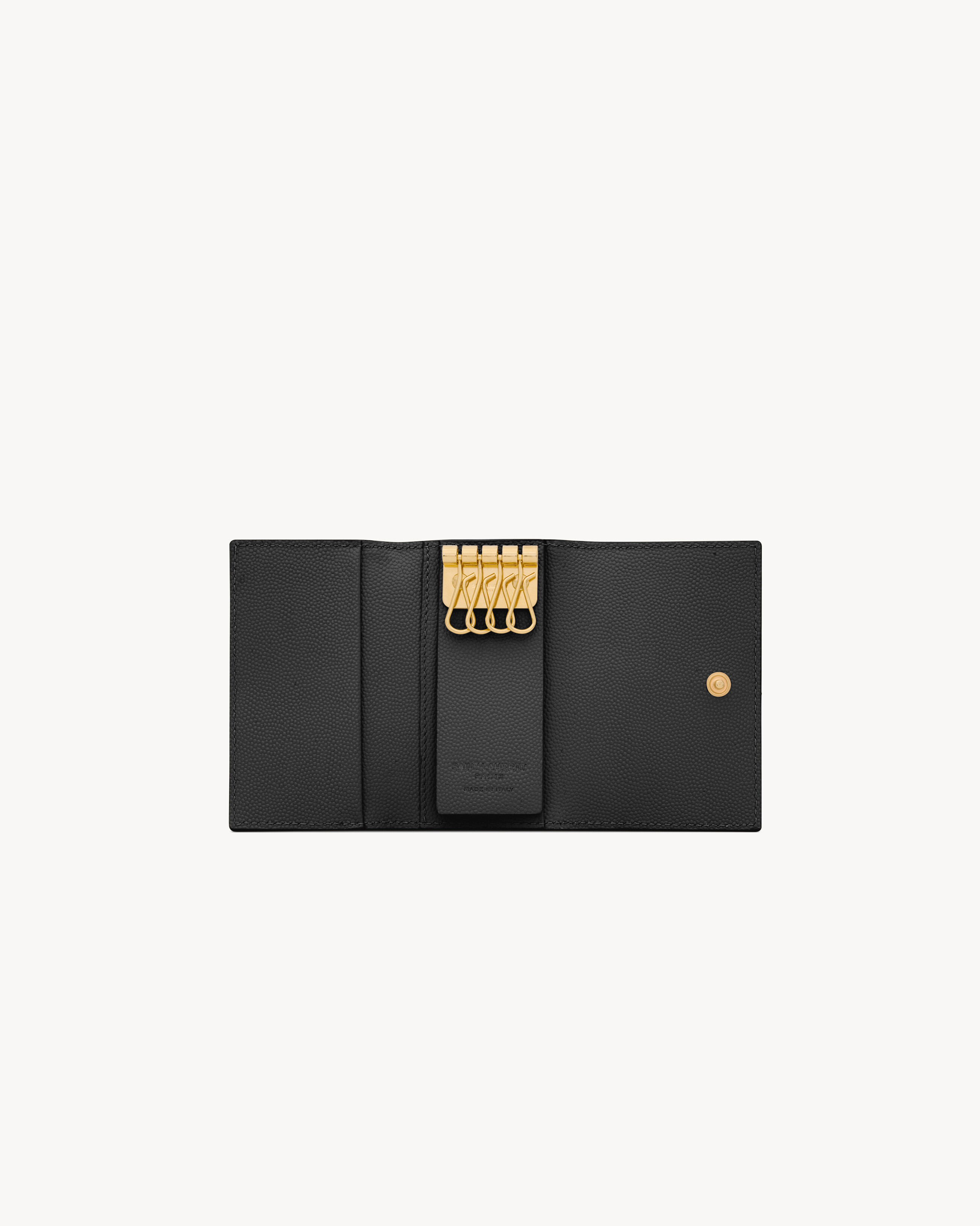 Компактный футляр для ключей Cassandre из кожи Grain de Poudre SAINT LAURENT, черный — фото 4