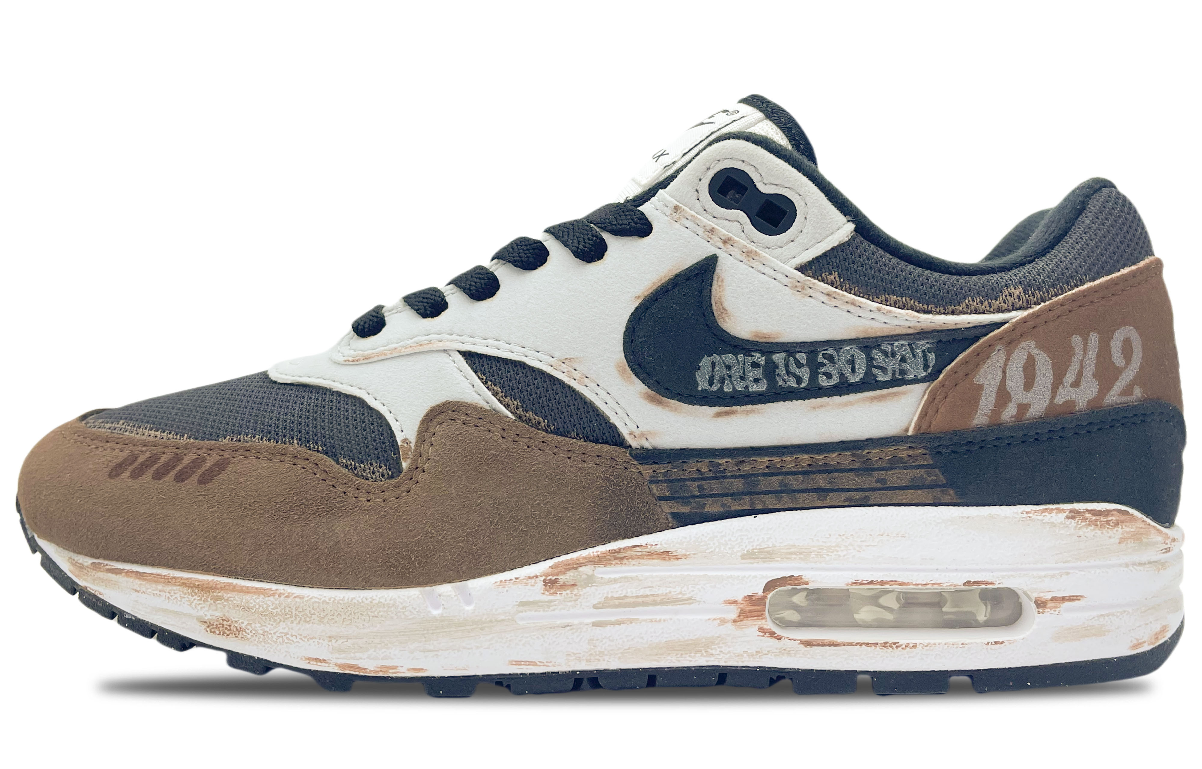 

Nike Кроссовки Air Max 1 с низким верхом, износостойкие, мужские, цвет: белый, умбра, черный