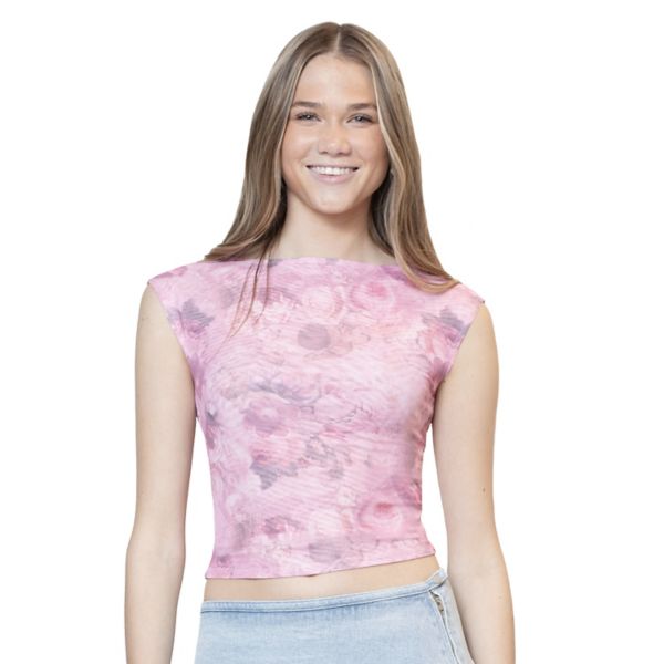

Детский топ с лодочкой и короткими рукавами Madden Girl, цвет pink combo