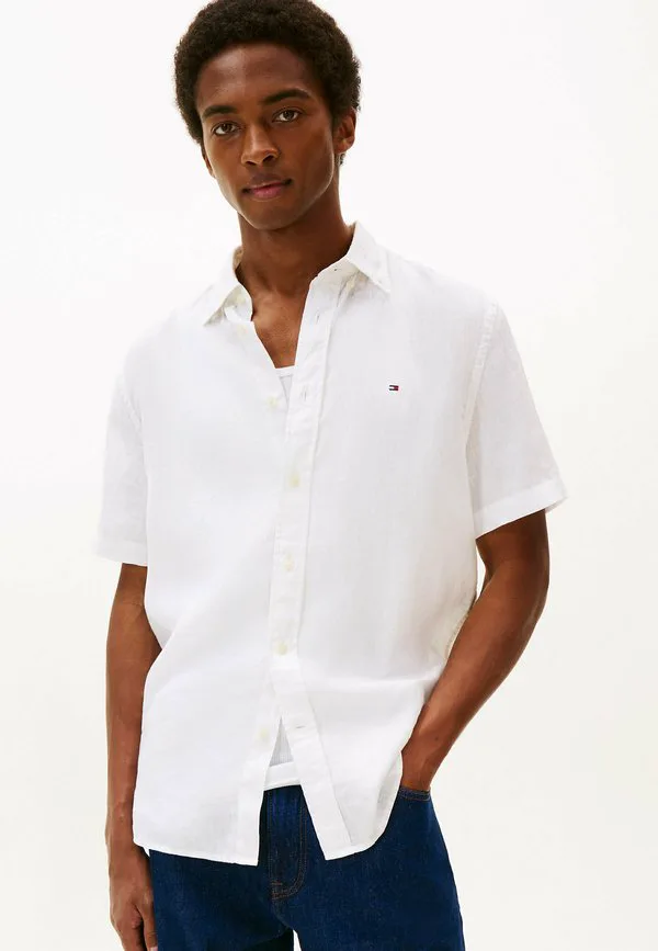 Рубашка с коротким рукавом, прямого кроя, с эффектом потертости Tommy Hilfiger, White