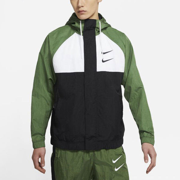 Куртка swoosh ветрозащитная спортивная тканая куртка с капюшоном мужская Nike, зеленый — фото 2