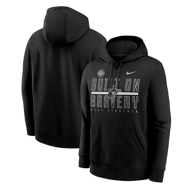 Мужская черная толстовка built on bravery club fleece hoodie west virginia mountaineers Nike — фото 2