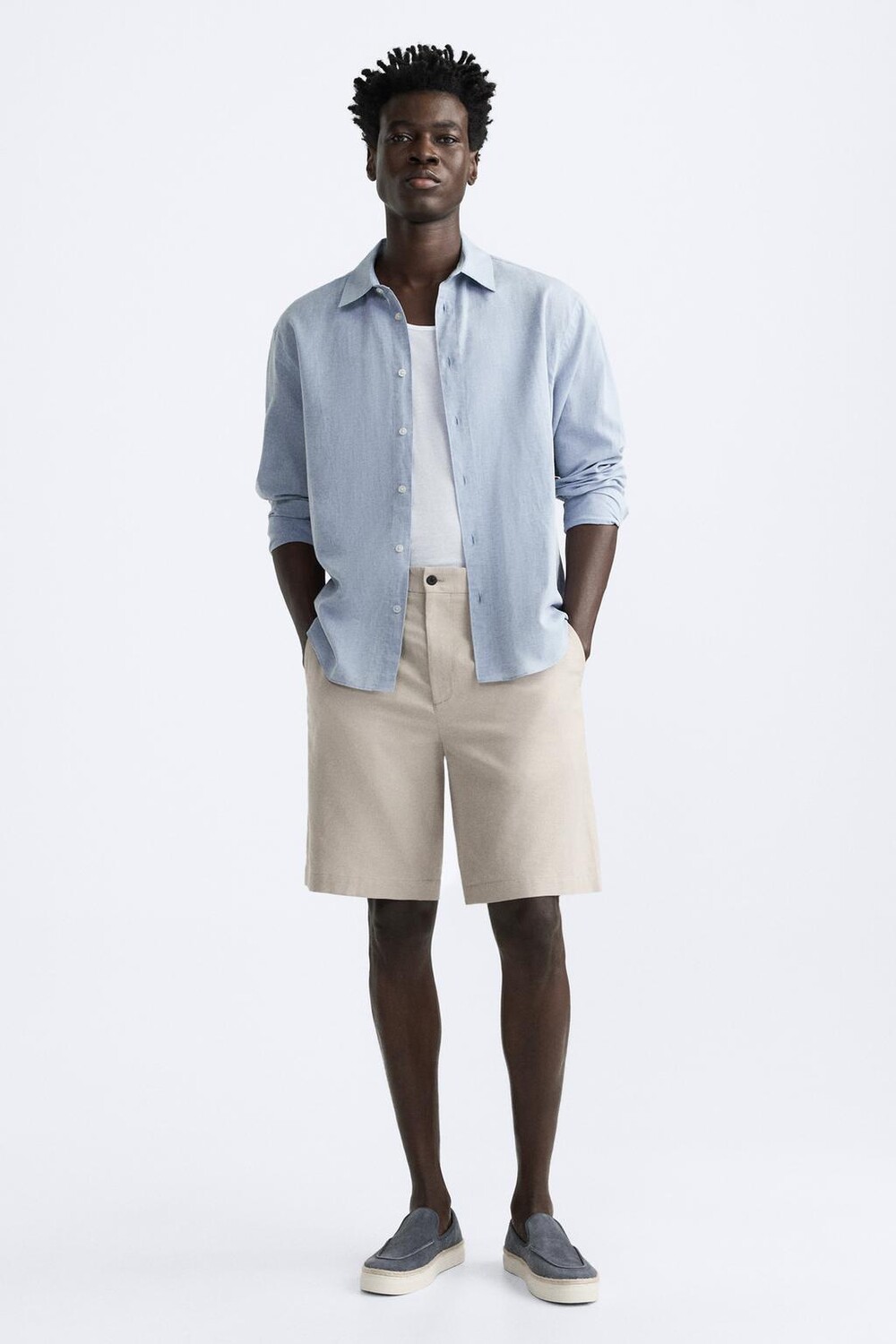 

Повседневные кожаные лоферы ZARA, синий