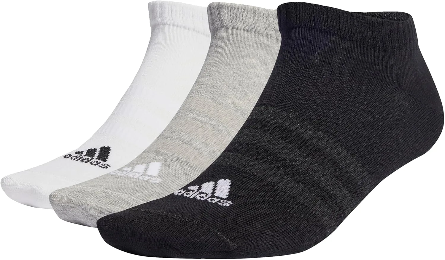 Тонкие и легкие спортивные низкие носки Adidas, 3 пары, унисекс, для взрослых, серый/белый/черный