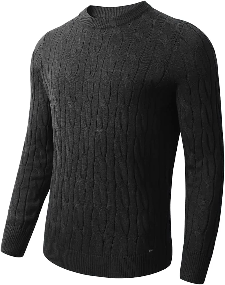 

ZHILI Мужской повседневный свитер с воротником-гольф, кабельной вязкой и термоэффектом