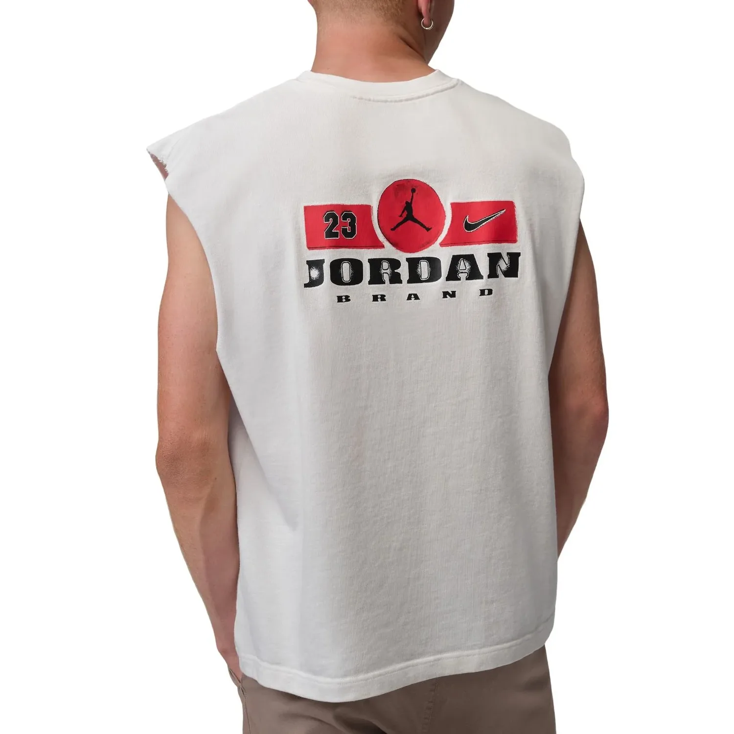 Футболка без рукавов Air Jordan Brooklyn Sleeveless Muscle T-Shirt 'Sail Gym Red', белый — фото 2