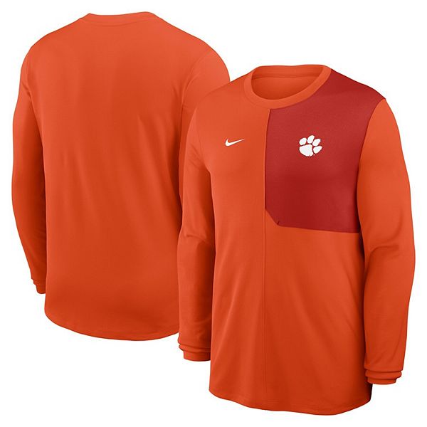

Мужская оранжевая футболка с длинным рукавом Clemson Tigers 2025 sideline coach uv performance Nike