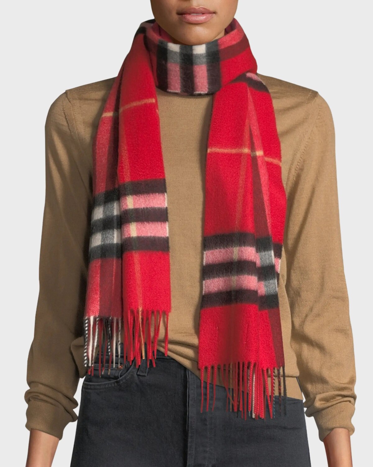 

Классический кашемировый шарф в клетку Burberry, цвет Military Red