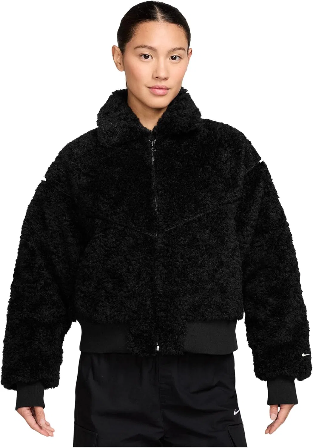 Куртка женская Nike Sportswear Essential Fur Bomber, Black/Sail