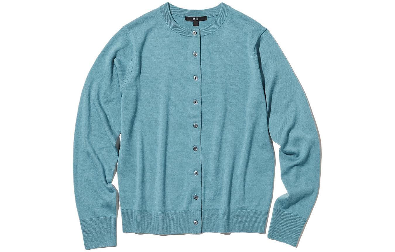 

Кардиган Uniqlo Extra Fine Merino Crew Neck, , бирюзовый, Голубой, Кардиган Uniqlo Extra Fine Merino Crew Neck, , бирюзовый