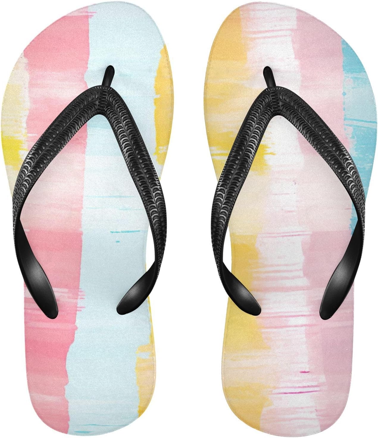 

Шлепанцы в радужную полоску, пляжные летние повседневные сандалии для женщин и мужчин, тапочки для душа, размер XS Kfbe, Rainbow