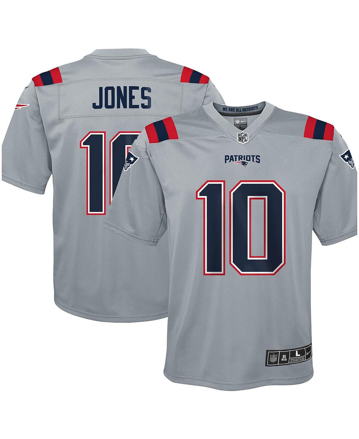 

Серая футболка Big Boys Mac Jones New England Patriots с перевернутой игрой Nike, Серый, Серая футболка Big Boys Mac Jones New England Patriots с перевернутой игрой Nike