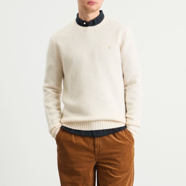 Вязаный джемпер из шерсти шетландской породы с начесом Polo Ralph Lauren, кремовый tonal — фото 2