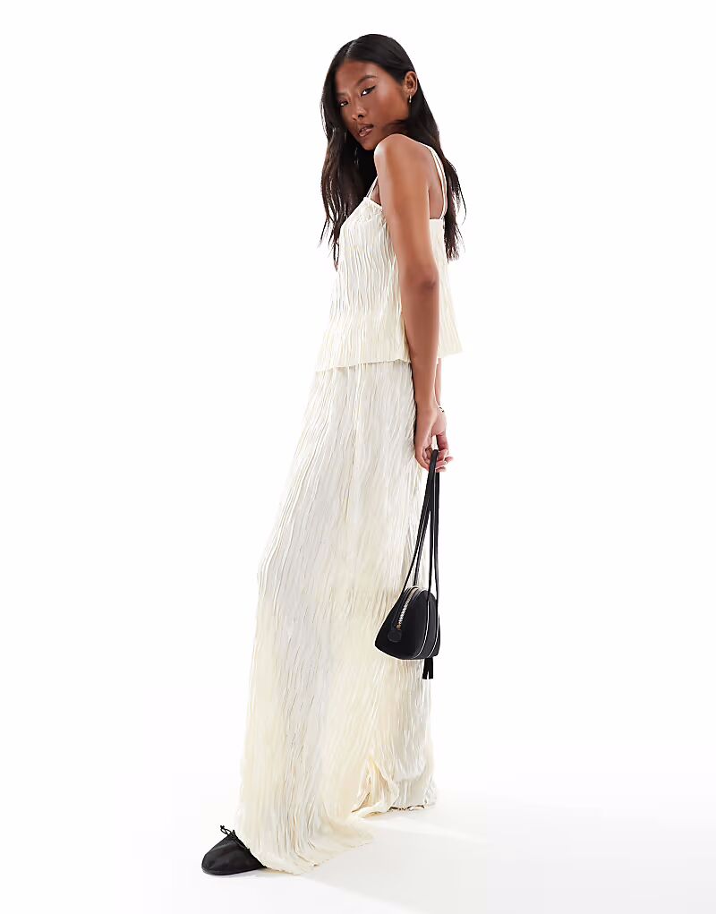 

Широкие брюки с текстурированной плиссировкой, цвет березовый кремовый Vero Moda Petite