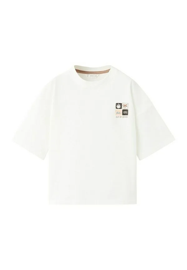 Детская футболка с принтом, цвет слоновой кости Mango Kids, Off-White