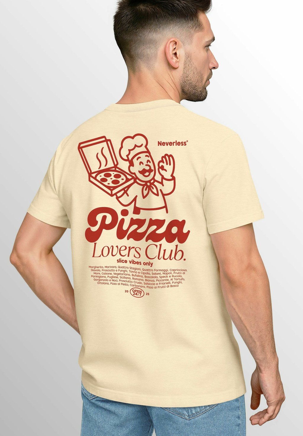 

Футболка с принтом BACK PIZZA LOVERS CLUB GRAFIK FASHION Neverless, бежевый