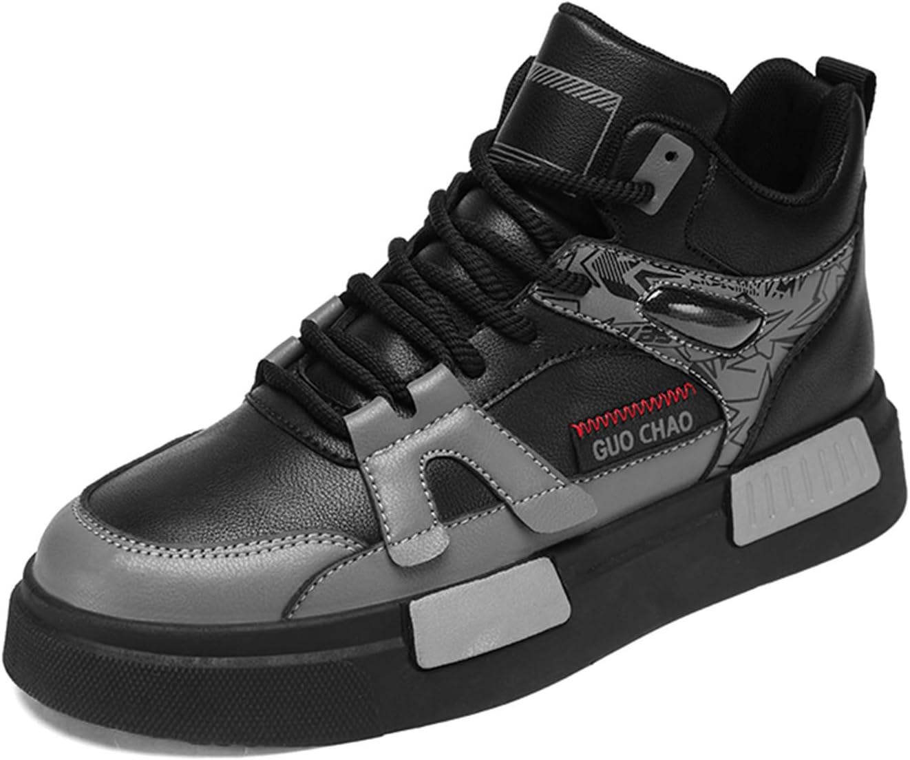 

Мужские высокие кеды, повседневные скейт-кроссовки, для бега по дороге и ходьбы, с толстой подошвой Spwagym, черный