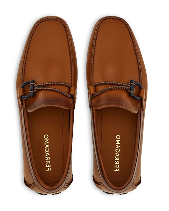 Мужские водительские лоферы Front 4Vit с орнаментом Gancini FERRAGAMO, коричневый/бежевый — фото 2