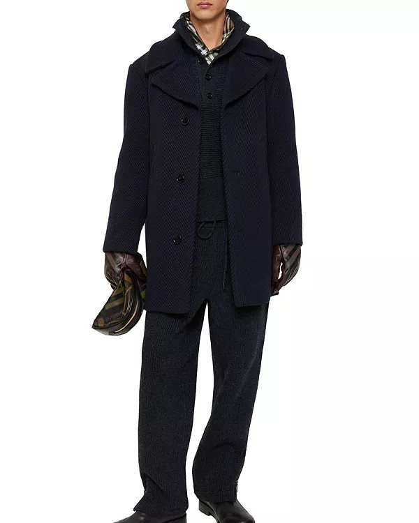 

Шерстяное пальто классического кроя Burberry, синий