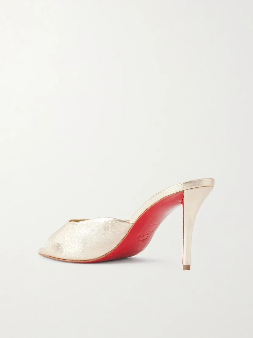 Miss Z 80 металлические кожаные мюли Christian Louboutin, золотой — фото 3