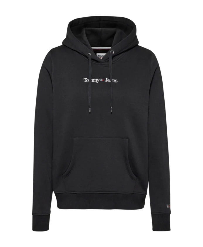 

Хлопковая толстовка с капюшоном, черная. Tommy Jeans, черный