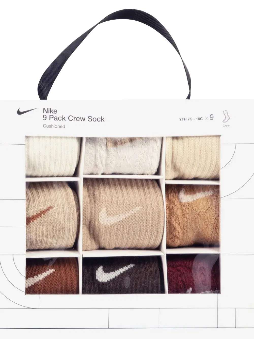 Носки с логотипом (набор из девяти штук) Nike Kids, нейтральный — фото 3