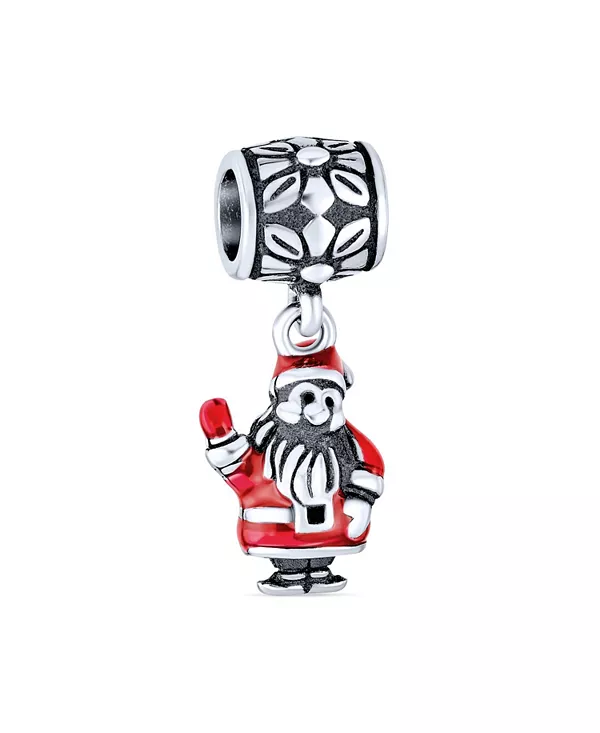 

Праздничная рождественская подвеска-шарм в виде красного Санта-Клауса из эмалевого стерлингового серебра, подходит для европейского браслета Bling Jewelry, red