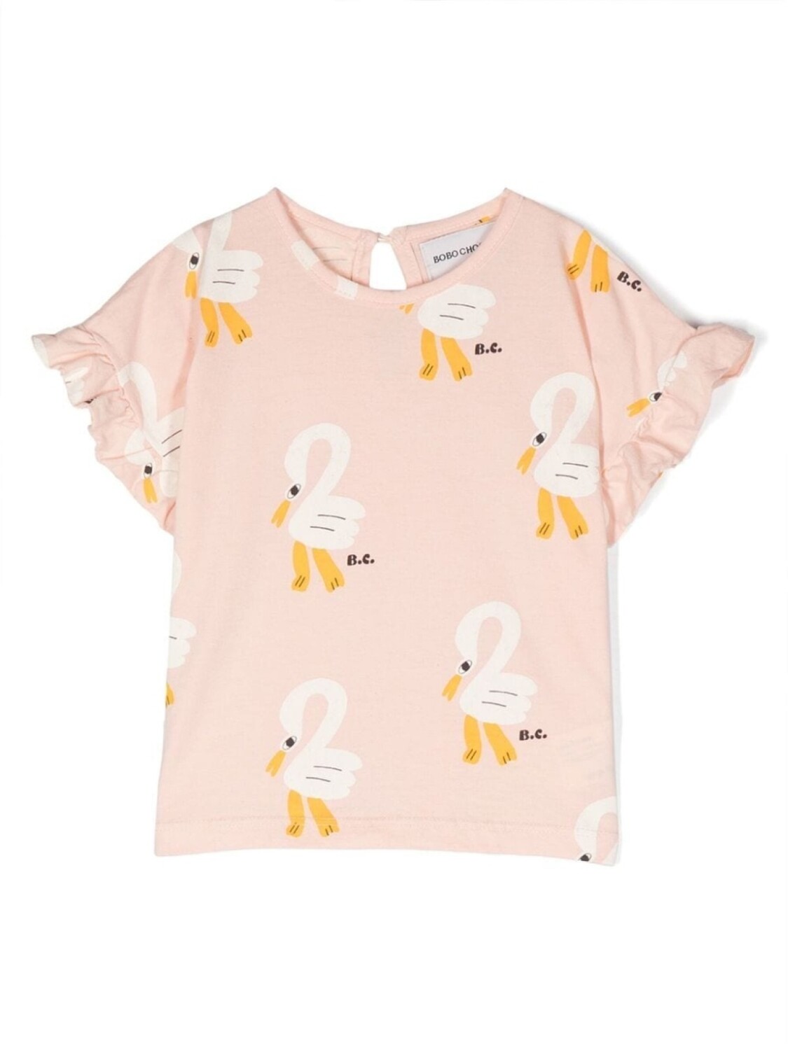 

Bobo Choses футболка с оборками и принтом, розовый