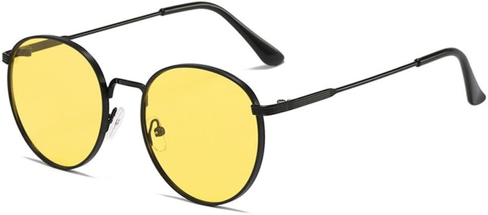 

Винтажные круглые солнцезащитные очки для мужчин и женщин, модные однотонные градиентные солнцезащитные очки, роскошные ретро-очки с защитой от УФ-излучения UV400 LVTFCO, Black-yellow