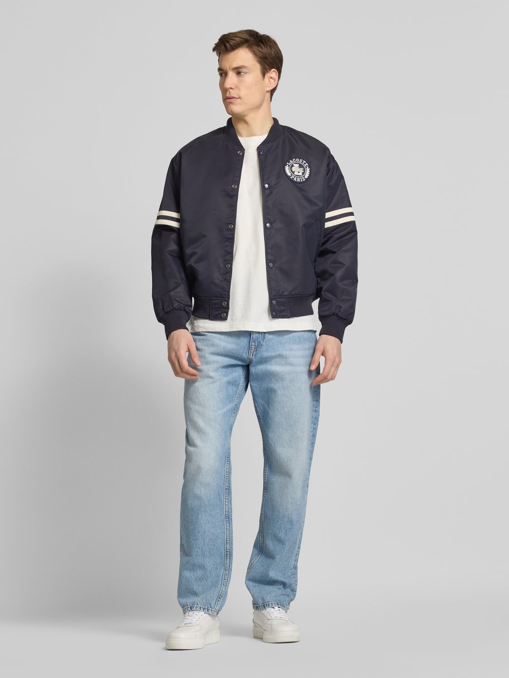 

Куртка-бомбер с ребристыми манжетами Lacoste, синий