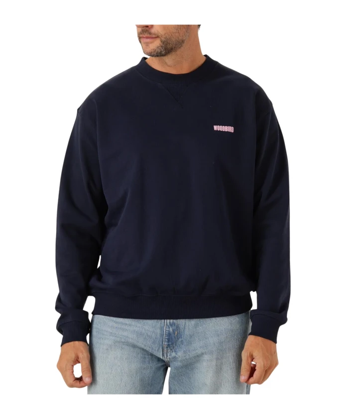 

Синий свитер с круглым вырезом для мужчин Woodbird, синий