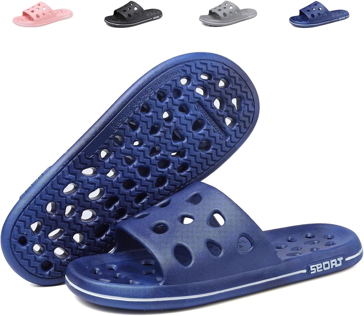 

Тапочки для душа FINLEOO для женщин и мужчин, удобные шлепанцы для бассейна с поддержкой свода стопы, быстросохнущие, нескользящие пляжные сандалии для ванной, путешествий, студенческого общежития, синий