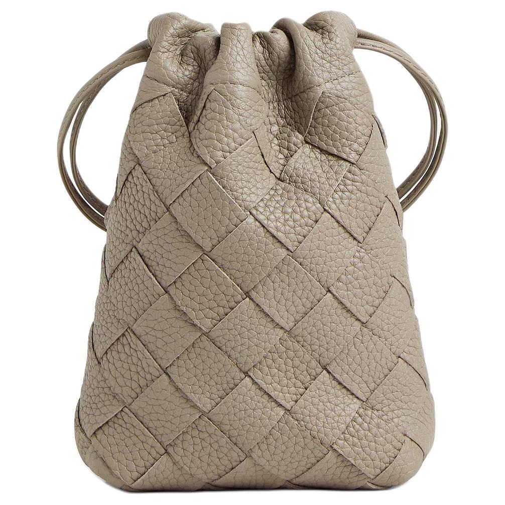 

Bottega Veneta Кожаная наплечная сумка через плечо мужская серо-коричневая