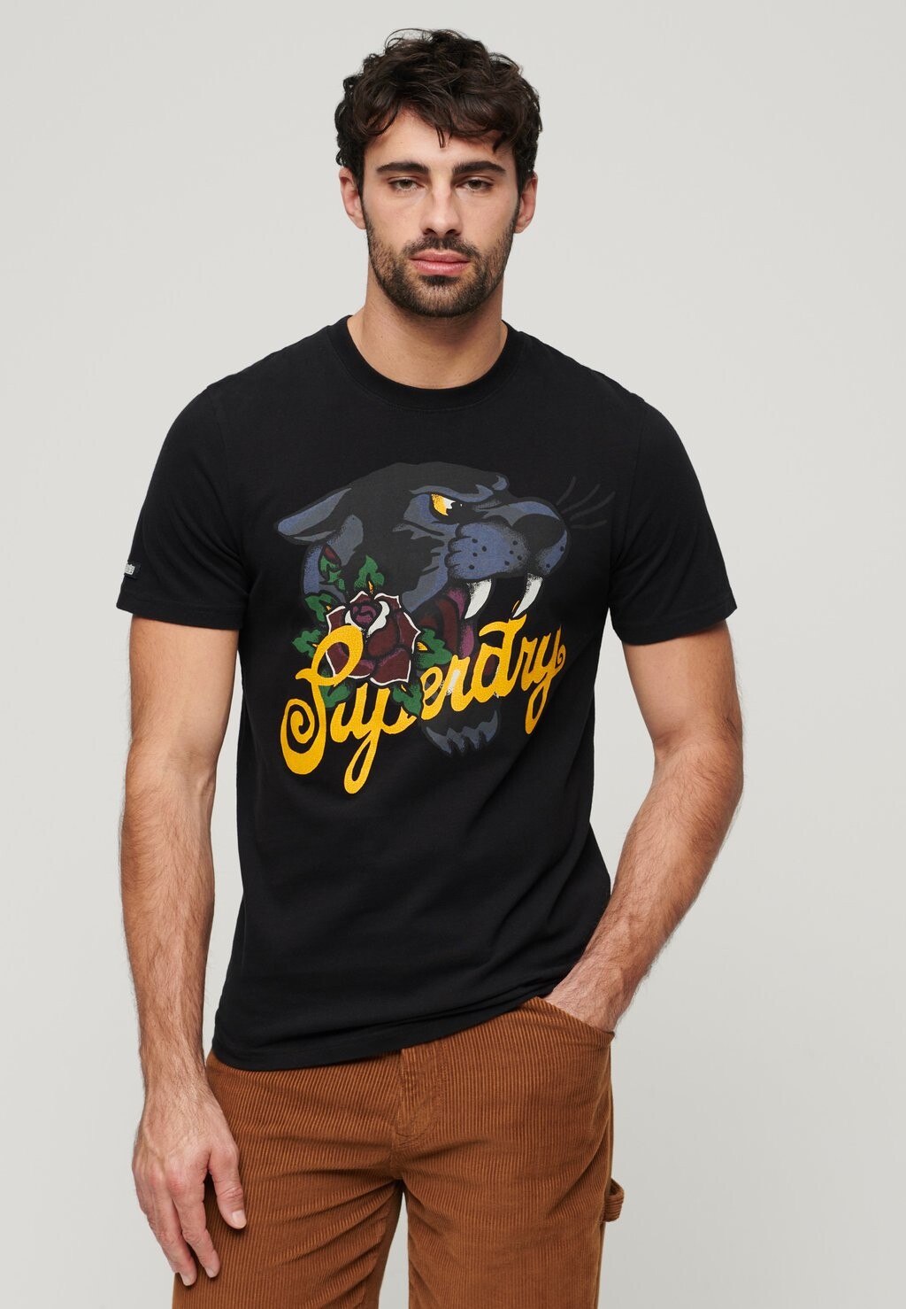 

Футболка с принтом TATTOO SCRIPT Superdry, цвет washed black