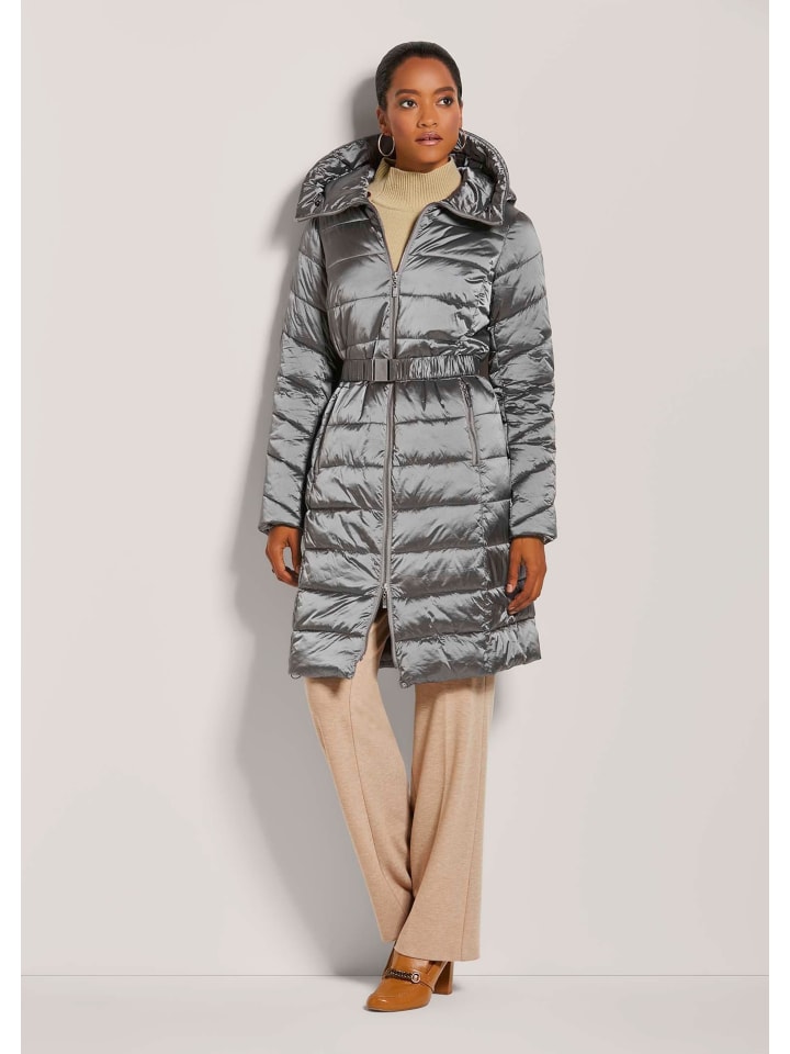 

MADELEINE Стеганая куртка с капюшоном, серо-бежевого цвета