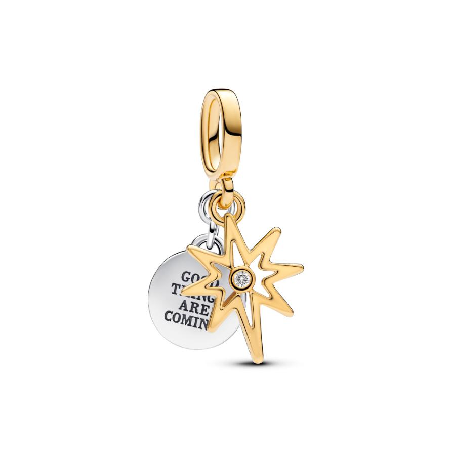 

Шарм Engravable North Star Lab-grown Diamond Dangle Pandora, двухцветный