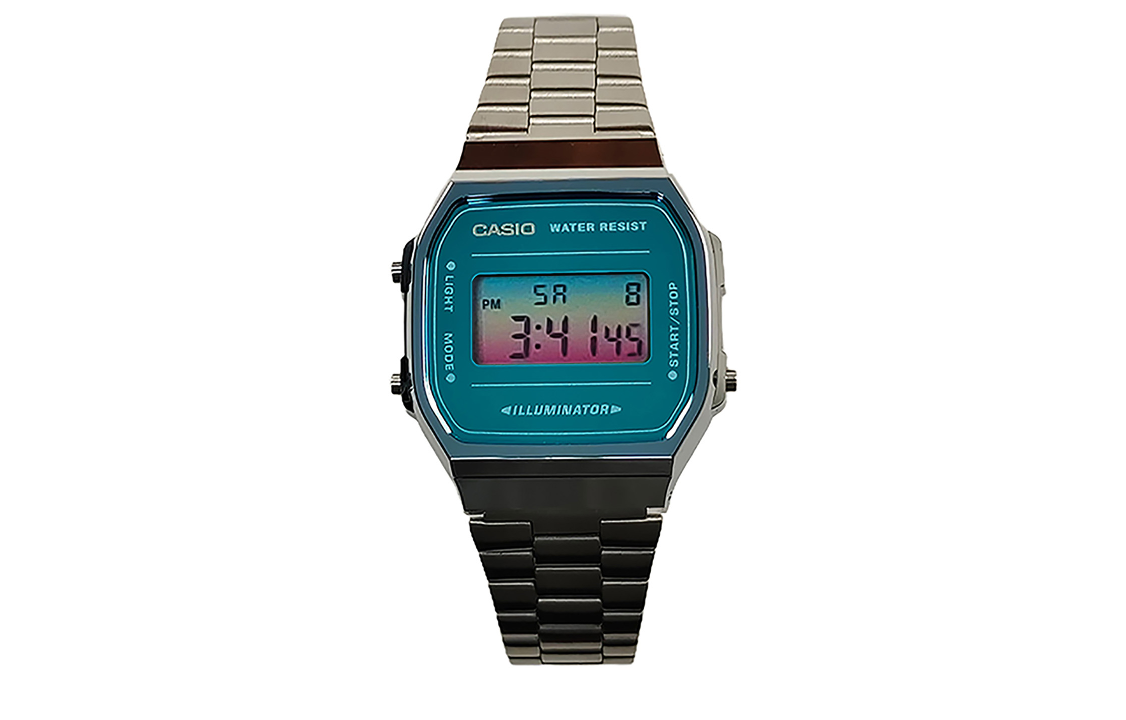

CASIO Часы Retrofit Series Quartz Movement Stainless Steel Strap Watch Men's Watch Blue Dial, Blue Dial with Blue-Pink Gradient Lens